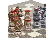 (image for) Bello Collezioni - Great Wall of China Luxury Hand Painted Chessmen from Italy