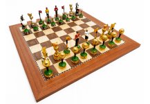 (image for) Via Della Scrofa Hand Painted Luxury Pewter Golf Chessmen from Italy & Astor Place Chess Board from Spain