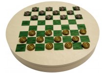 (image for) Bello Games Collezioni - Bella Gina Brass/Silver Plated Checkers & Via Cappellini Luxury Bird's-Eye Maple & Green Érable Chess Board/Cabinet from Italy
