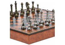 (image for) Astor Row Staunton Metal Chessmen & Marcello Cabinet Board