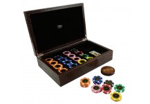 (image for) Bello Collezioni - Via Bocca Di Leone Luxury Poker Set from Italy in a Genuine Leather Croco Printed Case