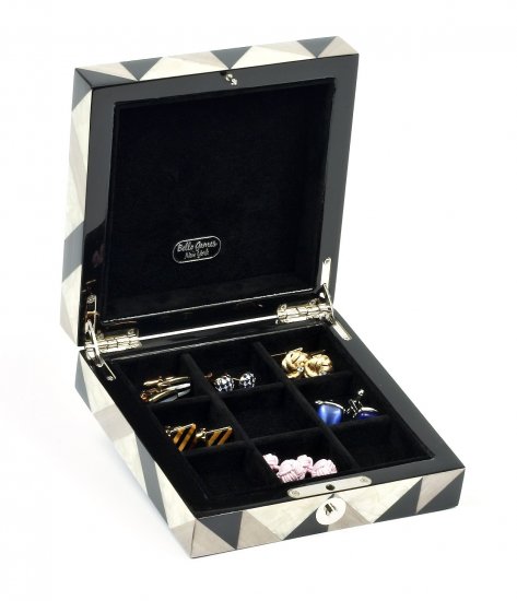 Bello Collezioni - Abruzzi Luxury Genuine Mother of Pearl Cufflink Box - Click Image to Close