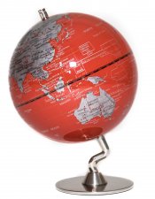 (image for) Red & Sliver Globe of The World 5"