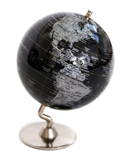 (image for) Black & Sliver Globe of The World 5" - Click Image to Close