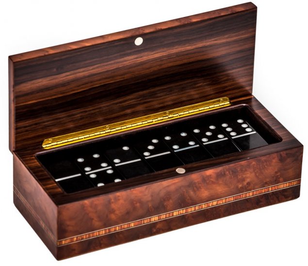 (image for) Bello Collezioni - Via Prato Luxury Italian Briarwood Double Six Jumbo Dominoes from Italy - Click Image to Close