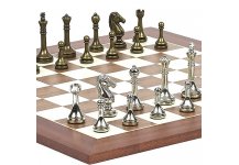 (image for) Astor Row Metal Chessmen & Stuyvesant Street Chess Board
