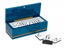 Bello Games Collezioni - Piazza Di Spagna Luxury Double Six Professional Two Tone Jumbo Size Tournament Dominoes Set with Spinners in a Briarwood Box from Italy