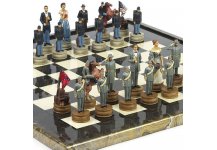 (image for) American Civil War Chessmen & Mancini Chess Board From Italy