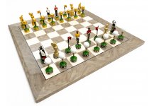 (image for) Via Della Scrofa Hand Painted Luxury Pewter Golf Chessmen from Italy & Greenwich Street Chess Board from Spain