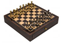 (image for) Bello Stefano Solid Brass Chessmen & Seventh Ave. Chess Board