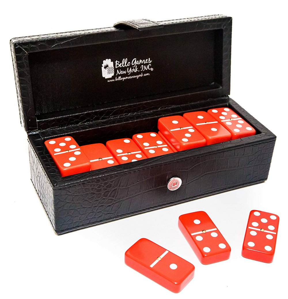Red Standard Double Six  Dominoes w/ Red Case w/ FREE Shipping 