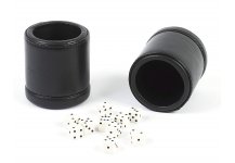 Two Herald Square Genuine Leather Dice Cups with 10 Dice