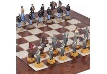 (image for) American Civil War Chessmen & Agostino Chess Board from Italy