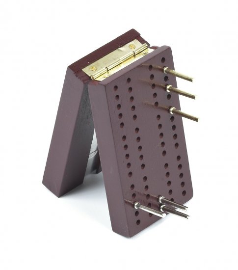(image for) Travel Pocket Size Wooden Cribbage Board with Metal Pegs - Click Image to Close