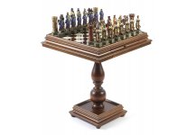 (image for) Hand Painted Crusade Chessmen & Monticello Marble Table From Italy