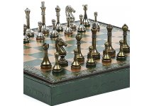 (image for) Astor Row Staunton Metal Chessmen & Marcello Cabinet Board