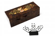 (image for) Bello Collezioni - Via Vicarisi Luxury Double Six Two Tone Dominoes Set with Uniquely Artistic Inlays from Italy