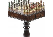 (image for) Hand Painted Lorenzini Chessmen & Frizoni Chess Table from Italy