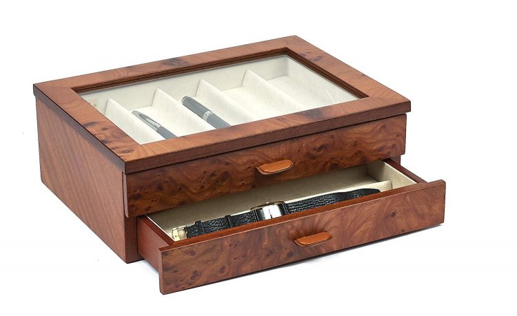 (image for) Bello Collezioni - Angelo Luxury Italian Made Briarwood Case For 9 Watches - Click Image to Close