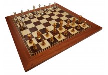 (image for) Bello Collezioni - Via Marzio Solid Brass Luxury Staunton Chessmen Drenched in 24K Gold/Silver Plate & Via Marcora Giuseppe Luxury Chess Board from Italy from Italy & Two Extra Queens