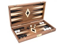(image for) Oceanus Deluxe Walnut Backgammon Set from Greece 18 1/2"