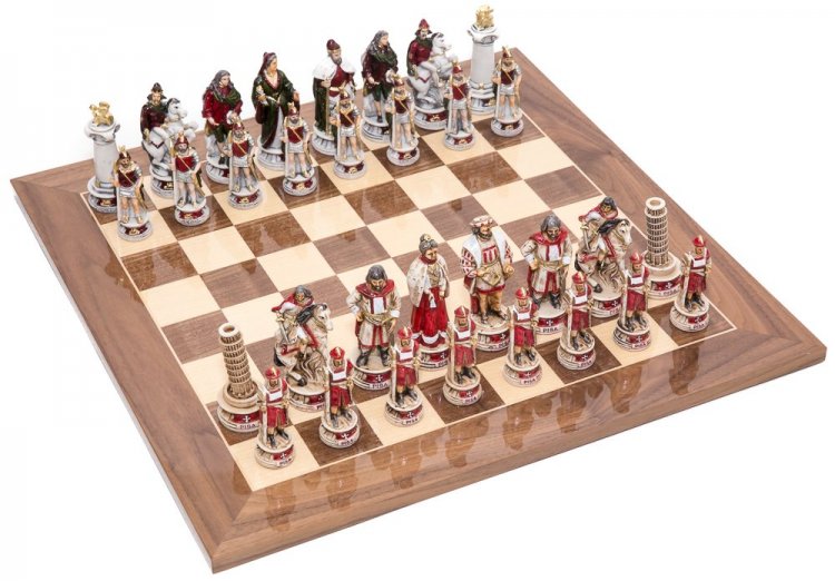 (image for) Pisa and Venice Chessmen from Italy & Columbus Ave.Chess Board - Click Image to Close
