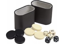 (image for) Uria Stone Backgammon Checkers - Black/Ivory