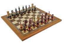 (image for) American West Chessmen, Cowboys & Indians with Fulton Street Chess Board from Spain