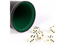 Green & Black Leatherette Dice Cup With 5 Dice